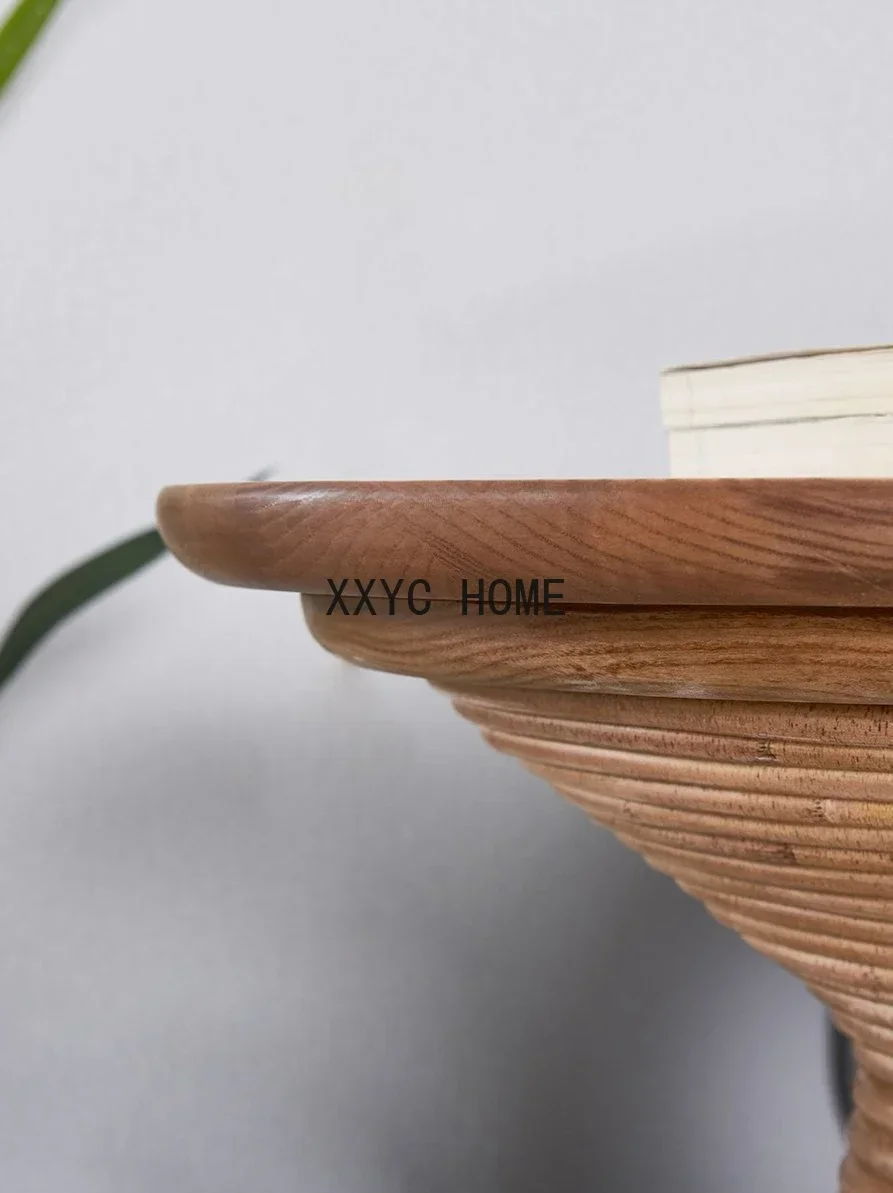 Tavolino da caffè rotondo in rattan silenzioso, tavolino in frassino, mini tavolo da tè rotondo