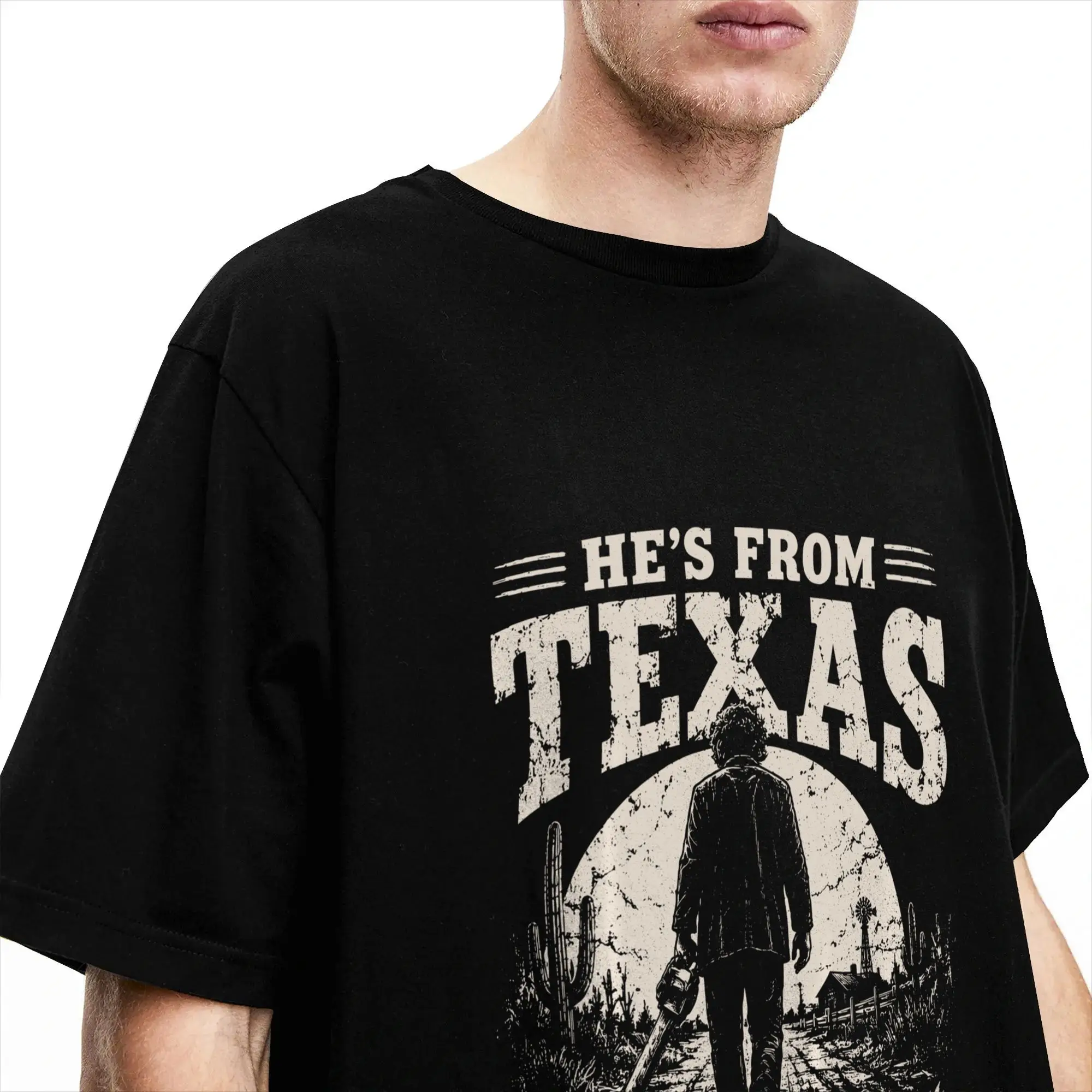 Herren- und Damen-T-Shirts, ich kenne ihn aus Texas, ich kann es dir sagen, Chainsaw Horror T-Shirts, Hip-Hop, Sommer-T-Shirts, Street-Style, Baumwoll-Tops, große Größen. – Detail 3