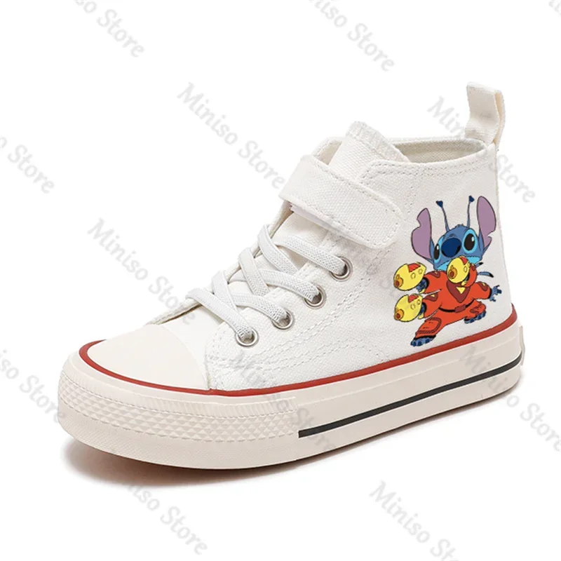 Print Boys Tennis Shoes Canvas Kid Girls Sport kawaii Lilo Stitch  Girl High-top  Disney Casual  Children  Cartoon comfort Shoes