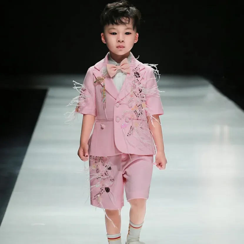 Children's Suit 2023 New British Handsome Fashion Stage Boys' Piano Performance Clothes Wedding Birthday Party Prom Dress A2171 image 2