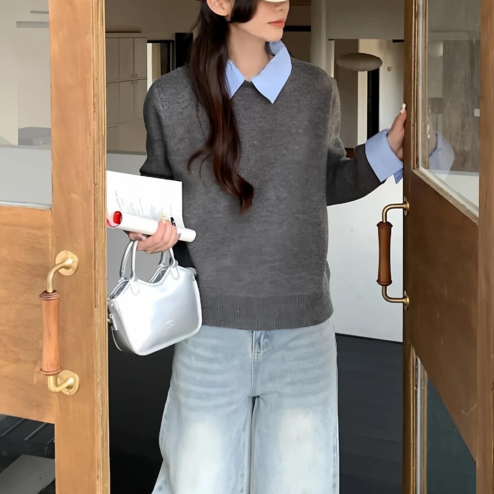 

Ay Вязаный свитер, женская внутренняя одежда с воротником irt, ленивый цвет, блузка, осенний сезон, длинный свек, термоудобный топ