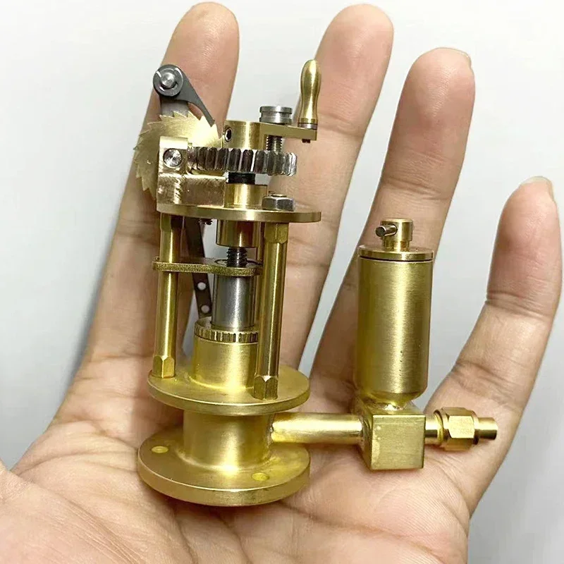 Miniature Brass Steam Mechanical Oil Pump P100 Stainless Steel High-speed Rotation Driven Gear Assembly Experimental Model Toy