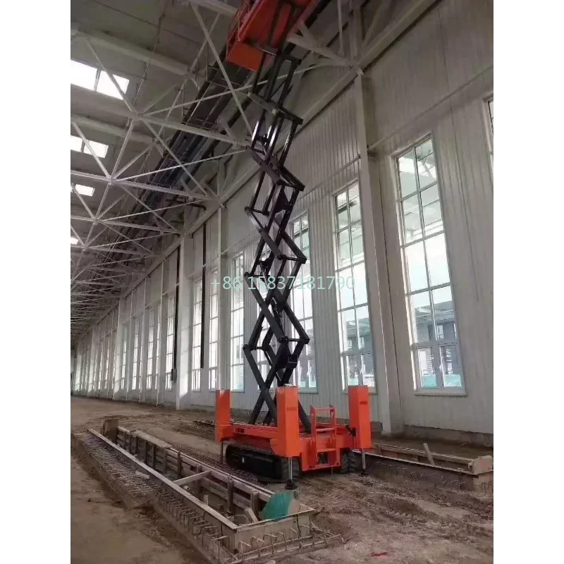 China Lift Platform Portable Scissor Table Track Scissor Lifting Cart Hydraulic Manual Table Mobile Lift Platform Aerial Works