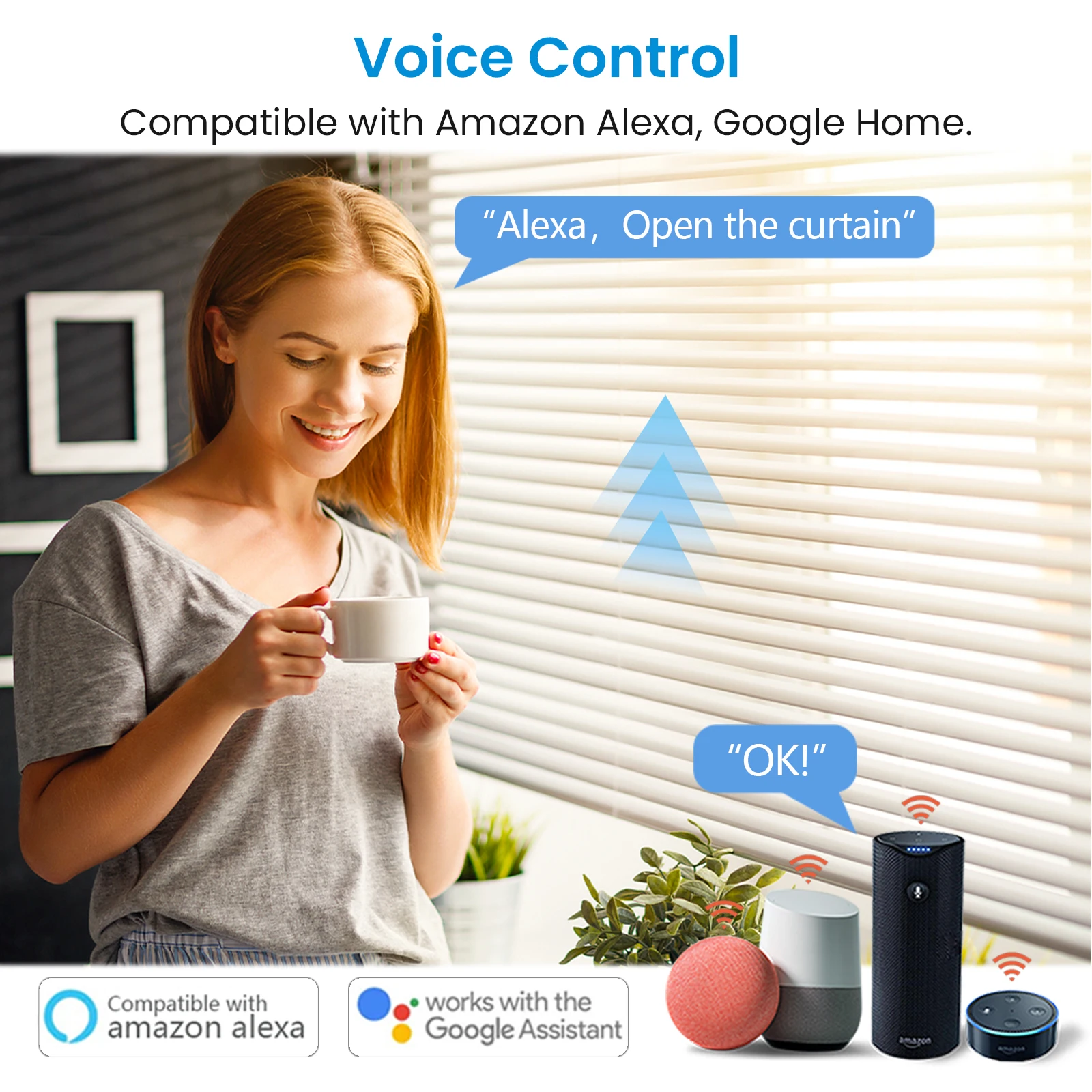 ZigBee Tuya Smart Life Blinds Curtain Switch Remote Control Running Time Setting Work With Google Assistant Alexa