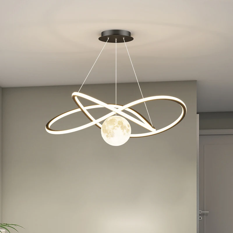 

Modern Minimalist Art Creative Moon Dining Room Pendant Lights Nordic Geometric Ring Saturn Living Room Bedroom Study Chandelier