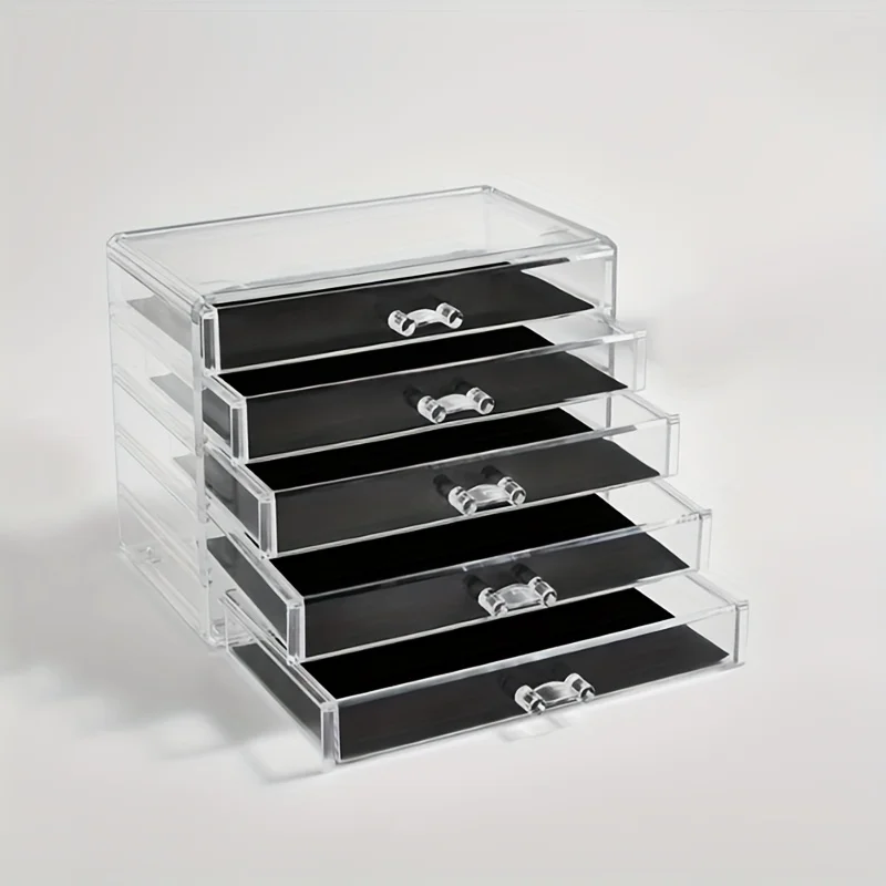 1pc 5-Layer Acrylic Drawer Storage Box Clear Office Organizer Pencil Holder Cosmetic Organizer Desk Accessories For Home Cabinet