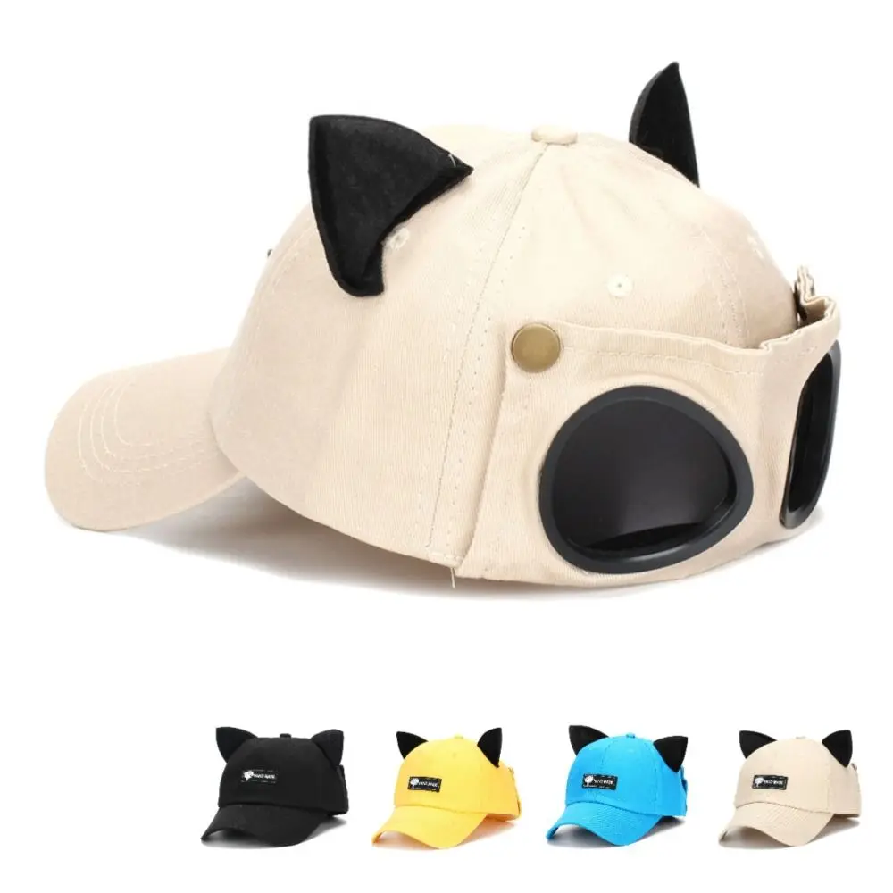 Funny Pilot Glasses Men Baseball Hat Reverse Wear Cat Ears Sunshade Hat Unisex Snapback Casquette Sun Visor Cap Cycling