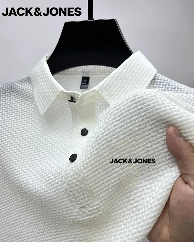 Jack Jones' Nova camisa polo de manga curta casual de negócios impressa, um top elegante de manga curta confortável e respirável