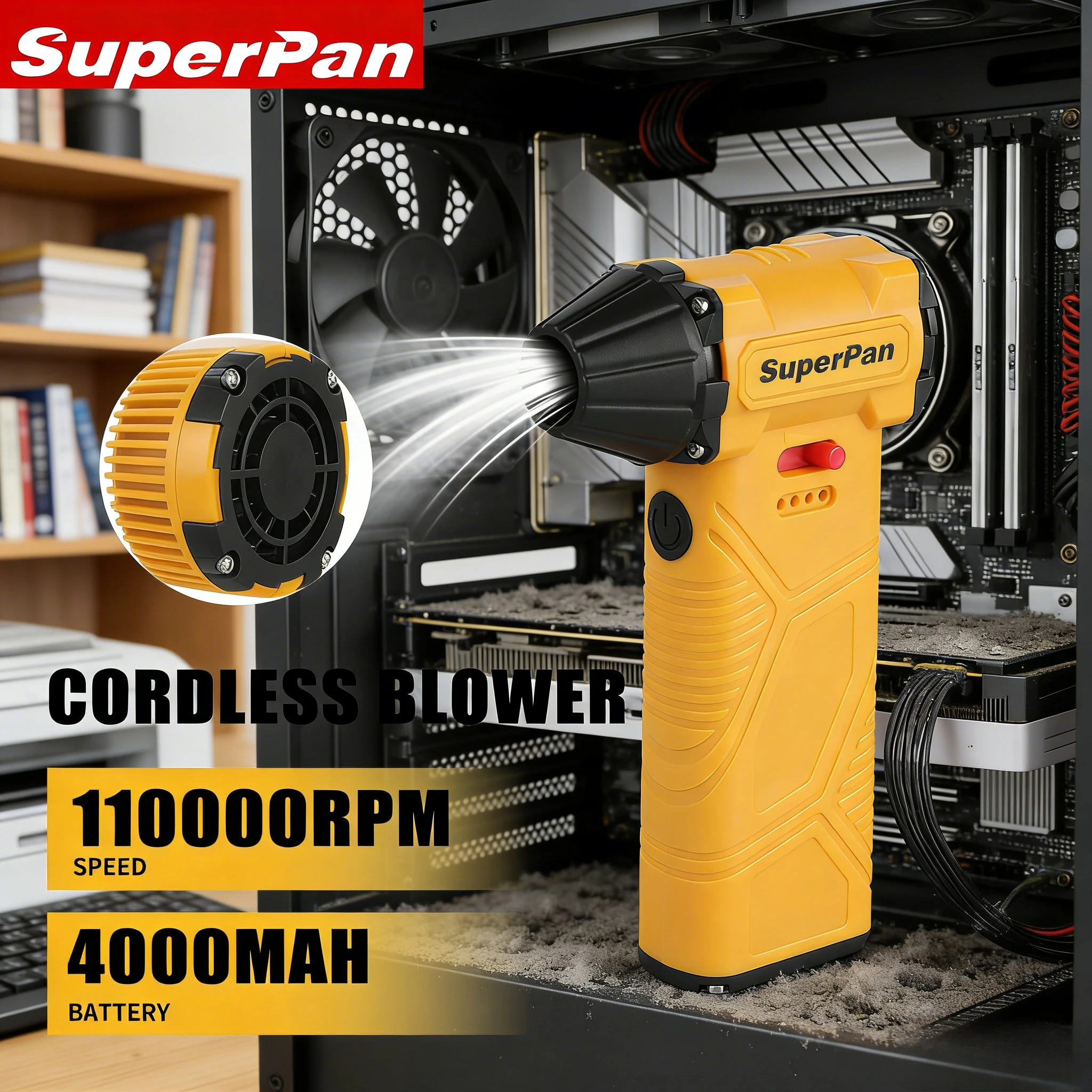 

SuperPan Turbo Ducted 18V 4000MAH Mini Blaster 110000RPM High Power Lithium Fast Charge 100G Home DIY Car Interior Cleaning