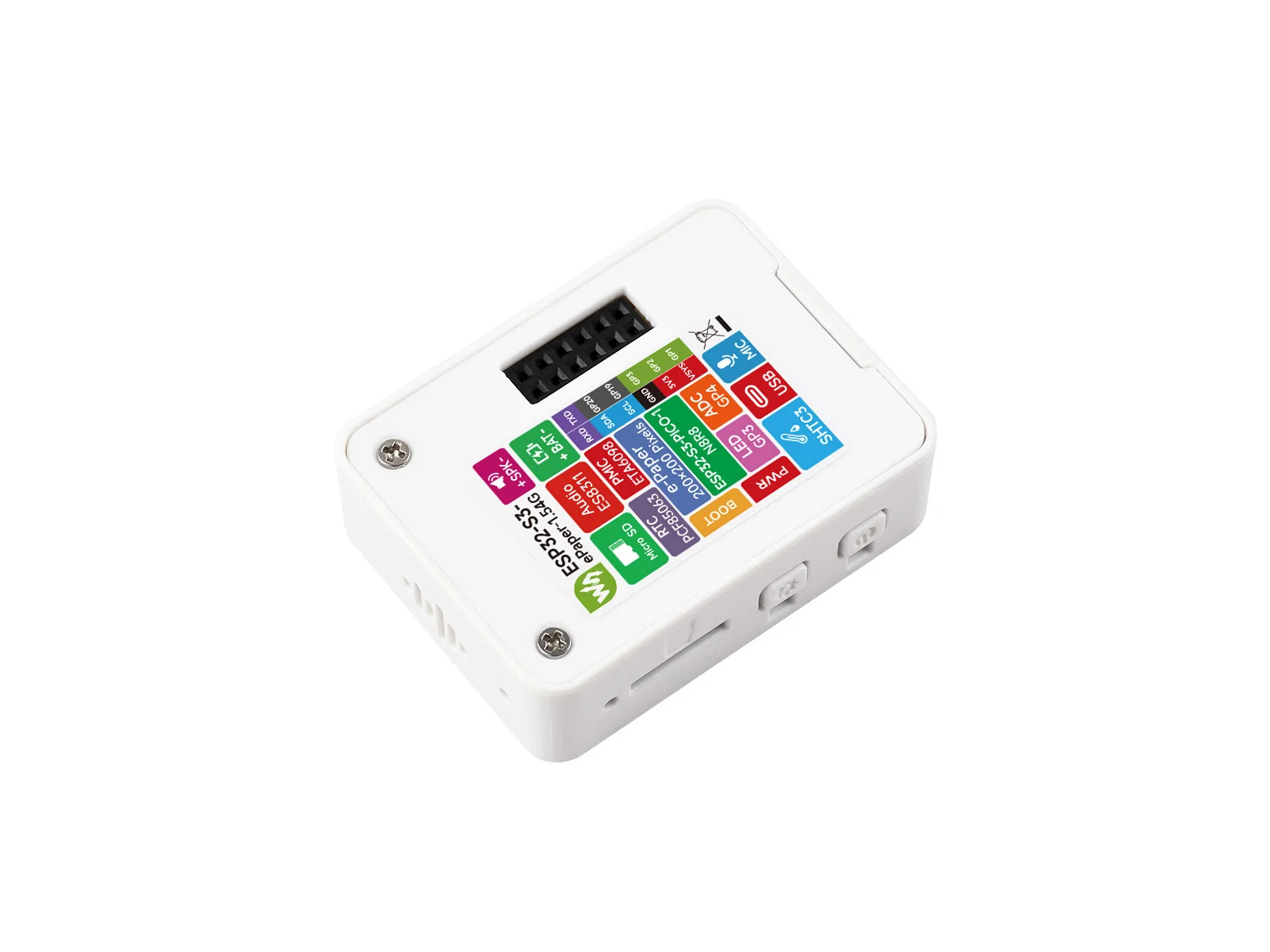 Waveshare 1.54 inch ESP32-S3 E-Paper (G) 4 Color AIoT Dev Board, Battery Optional, Red/Yellow/Black/White, 200 X 200 Resolution