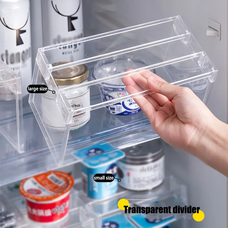 Detachable transparent refrigerator storage rack partition board kitchen refrigerator storage compartment storage layer by layer