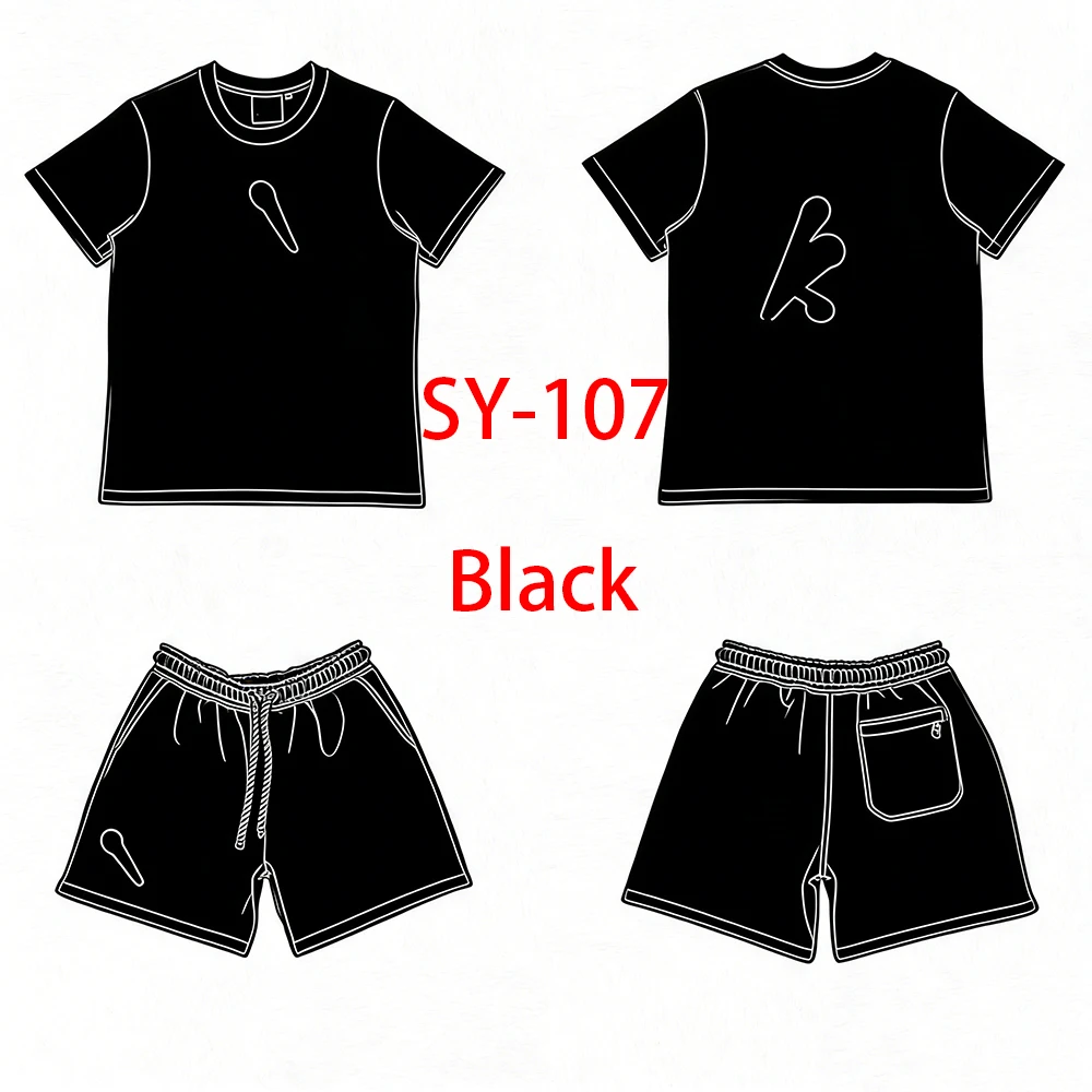 

SY-107 Короткий спортивный костюм для бега, уличная футболка и брюки, весенняя одежда, мужской летний черный розовый костюм