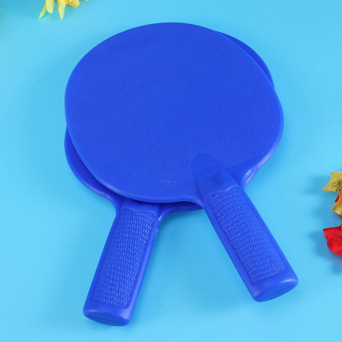

1Pair Lightweight Plastic Table Tennis Bat for Kids Strong Wear-Resistant Paddle with Simple Design Blue Color