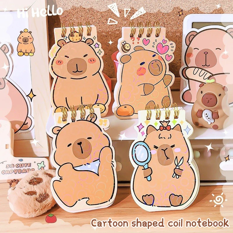 2Pcs Cute Cartoon Capybara Coil Notebook Mini Memo Book Student Notebook Capybara Cute Notebook School Writing Tool Supplies