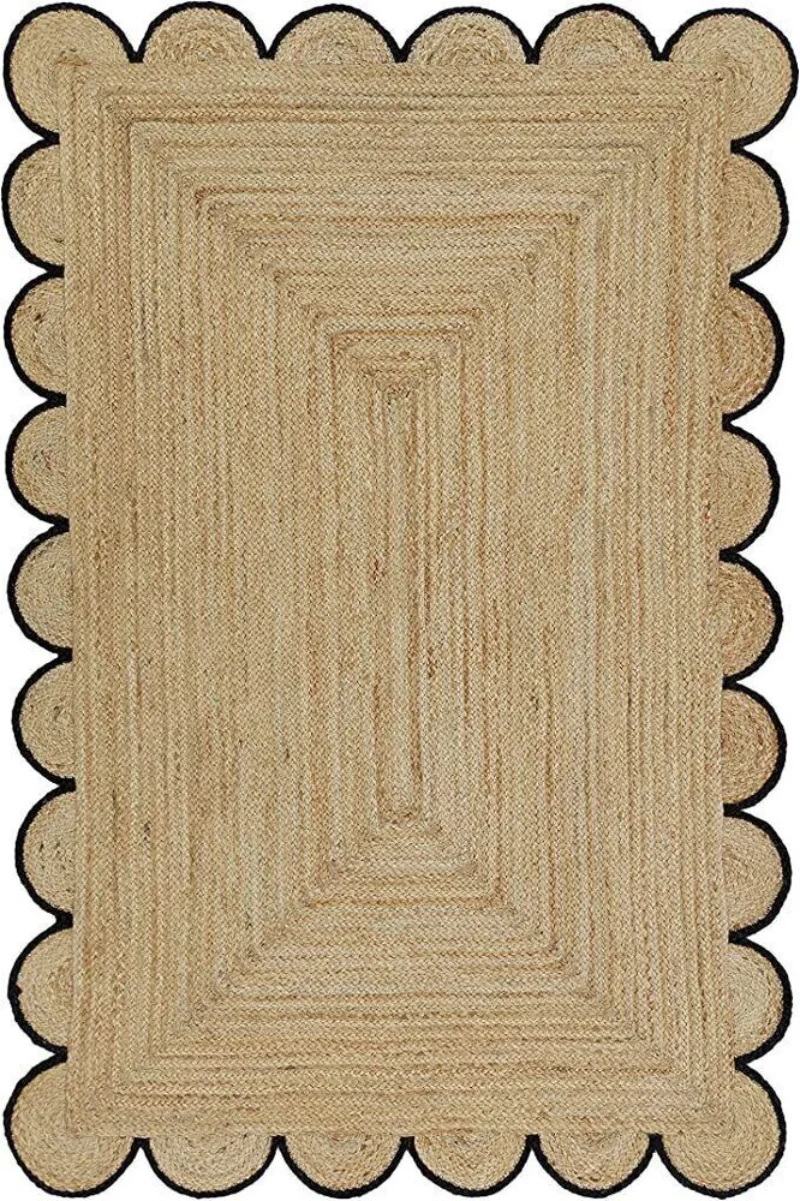 

Scallop Rug Natural Braided Jute Carpet Rustic Modern Look Home Décor Area Rugs for Bedroom