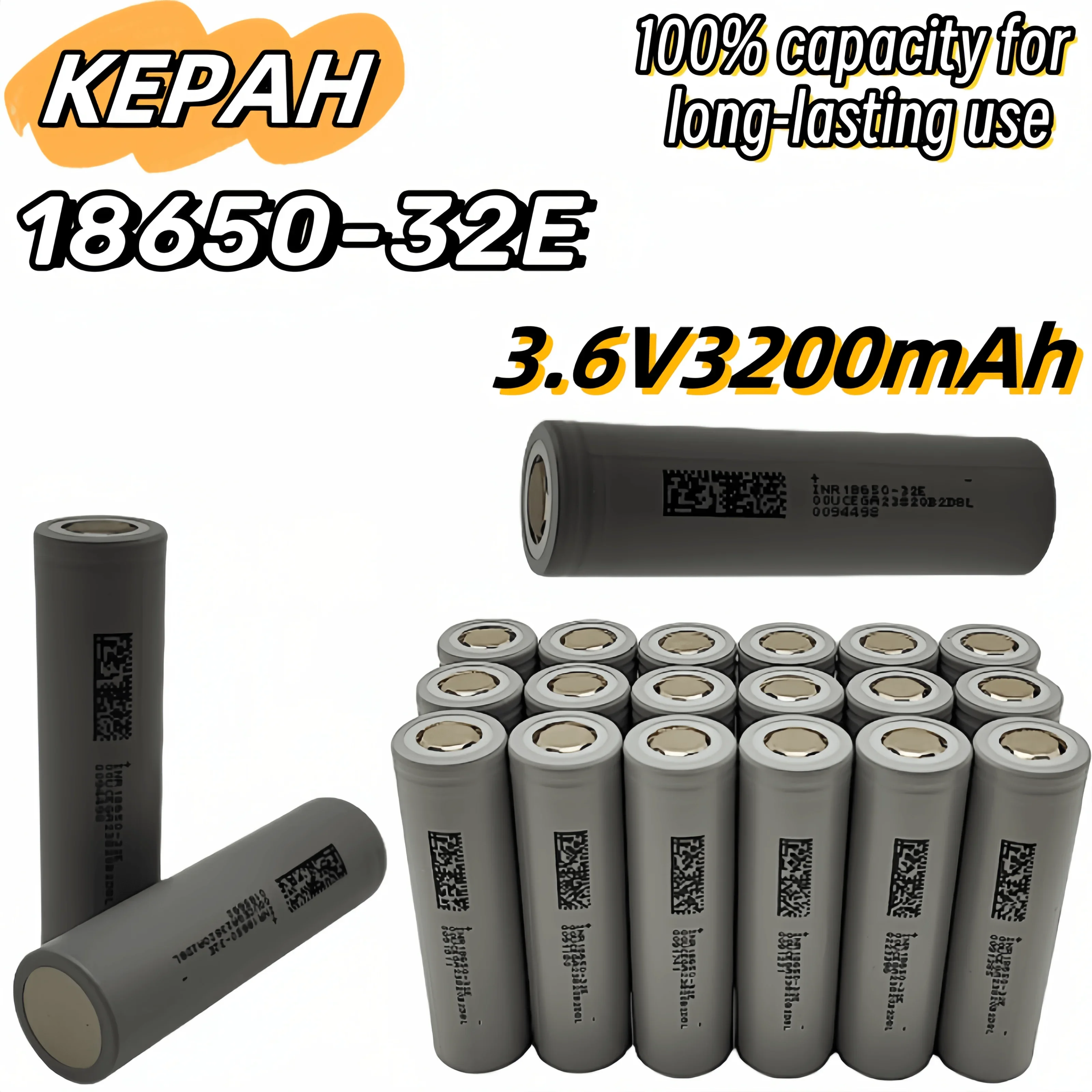 

100% true capacity 18650-32E 3.7V 3200mAh flat top lithium-ion rechargeable battery suitable for most 3.7V electronic products