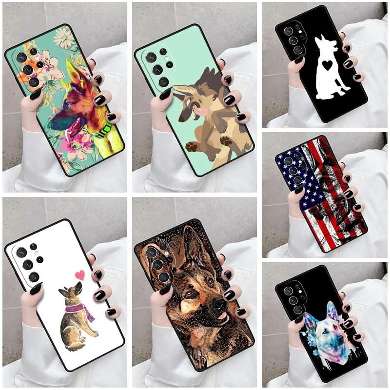 Phone Case For Samsung Galaxy S24 S23 S21fe S22 Ultra Plus Note 10 20 S8 S9 S10 Cover Cartoon German Shepherd Dog