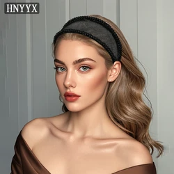 HNYYX European Black Hair Accessories Pearl Mesh Headband Women Daily Girls Party Headwear Ball Dress Hairbands Jewelry A264