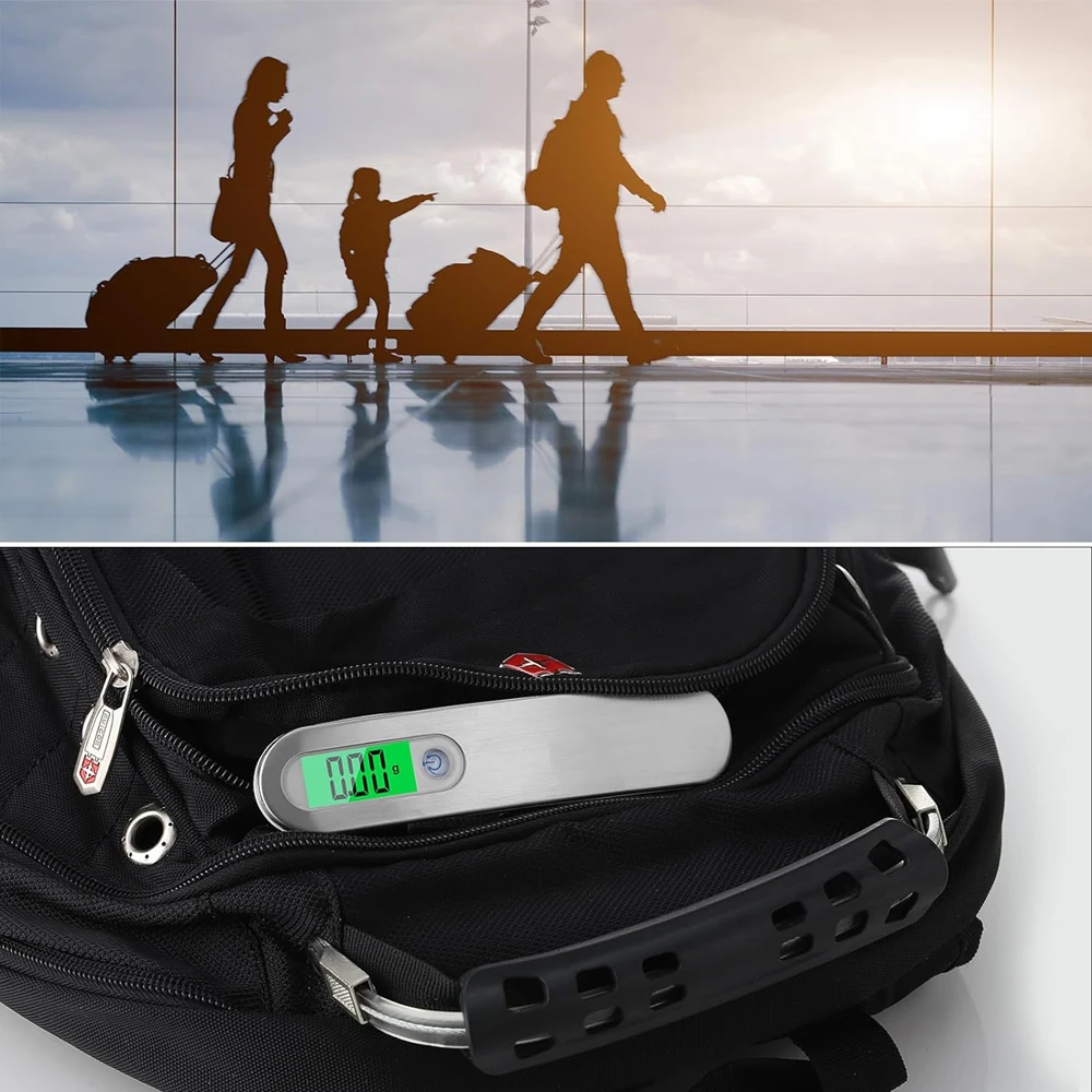 110lb/50kg Portable Electronic Hand Luggage Scale LCD Digital Display Balance Scale Suitcase Travel Weighs Baggage Weight Tool