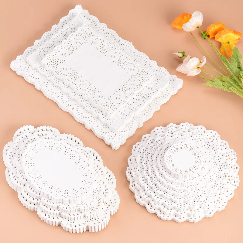 Tappetini di carta all'ingrosso Centrini di pizzo che assorbono olio Centrelli di carta bianca con bestseller di fabbrica
