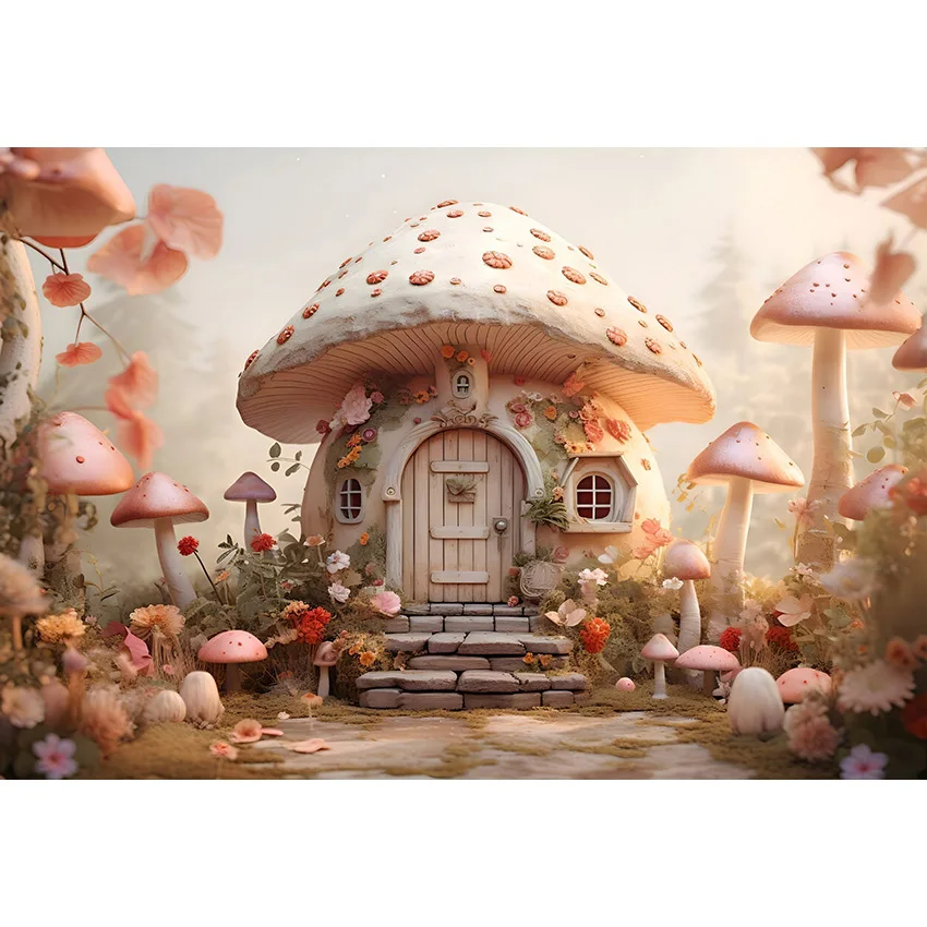 Mehofond Backdrops Fairytales Mushroom House Kids Birthday Portrait Photography Background Photo Studio Photozone Prop Photocall