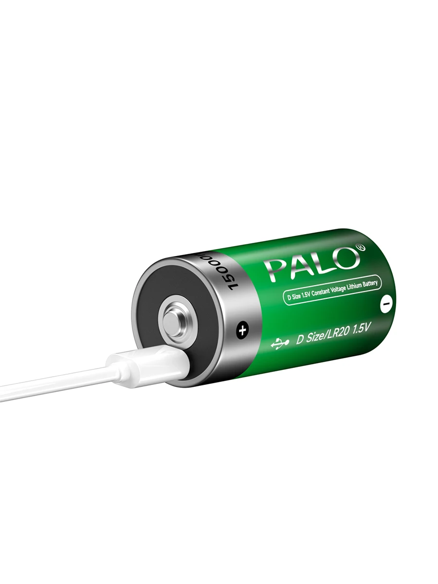 PALO 1,5 V D Rozmiar Akumulator typu C Ładowanie USB LR20 Baterie litowo-jonowe R20 Bateria litowa do grzejnika Kuchenka gazowa — 2