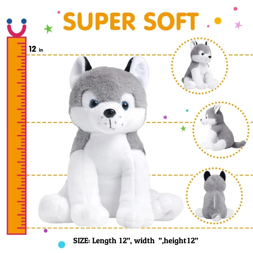 Almohada de animales de peluche LED brillante, Husky, juguetes de peluche, regalo de cumpleaños, juguete de algodón, decoración suave para habitación de niños y niñas, 32cm