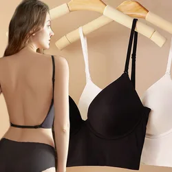 Invisible Lift Up Bra Backless Women Summer Bras Low Cut Sexy Plunge Brassiere Open Back Underwear Seamless Deep U Lingerie