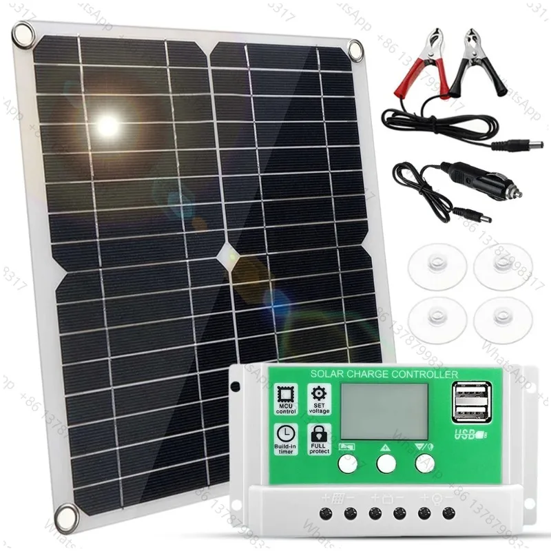 20W 12V Solar Panel Kit Monocrystalline Solar Panel PWM Charge Controller High-Efficiency for RV Boats Trailer Off-G-rid System