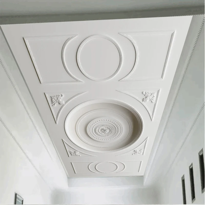 

Custom Size Wallpaper European Simple Creamy White 3D Embossed Plaster Carving Texture Mural Wall Paper for Ceiling Roof Decor