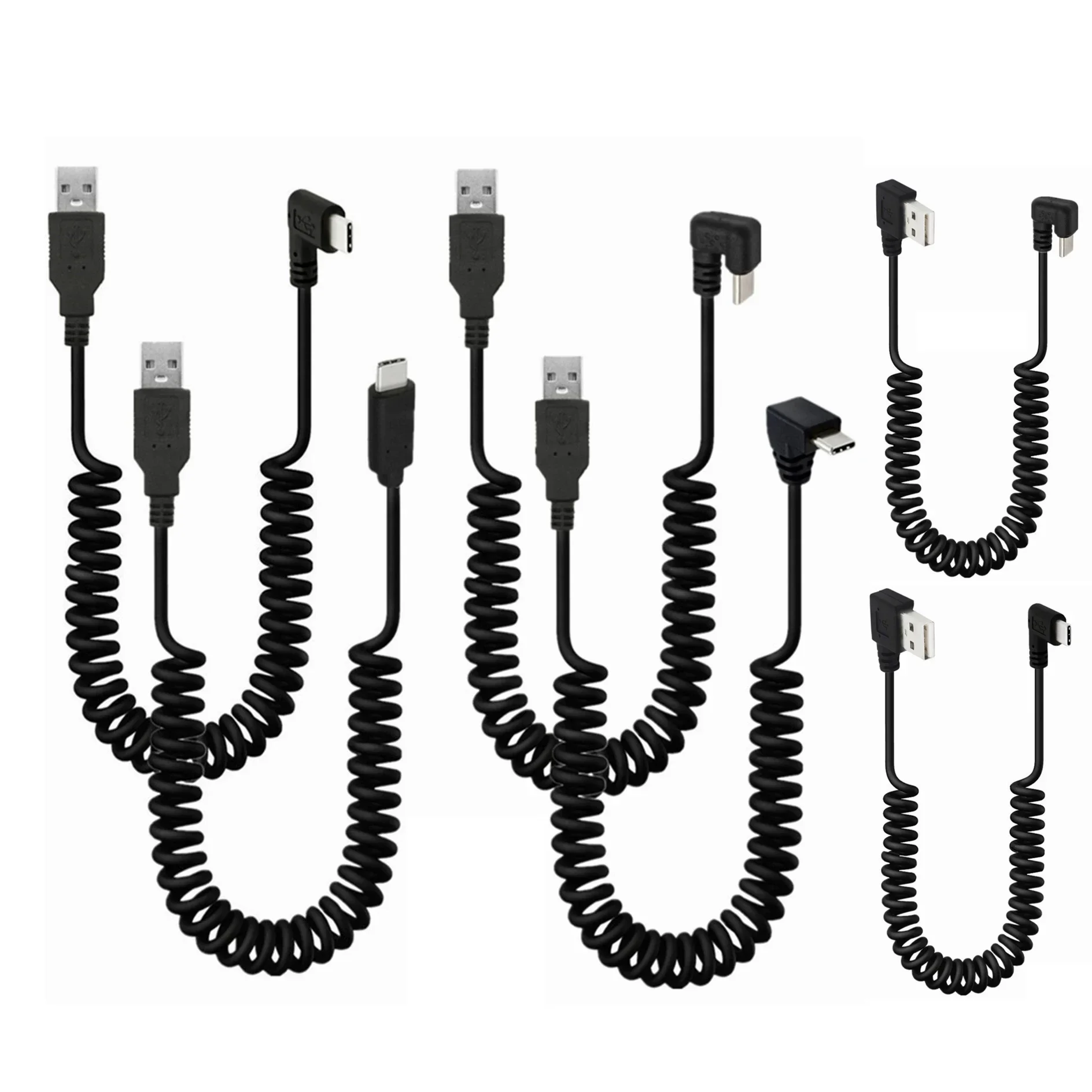 USB 3.1 Tipo-C Para USB2.0 USB-C, 90 Graus Cotovelo Direto, Extensão Primavera em forma de U, Cabo de Dados, Fio Flexível, 1.5m, em forma de U