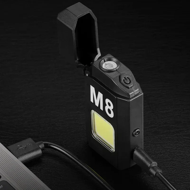 Windproof Tungsten Wire Electronic Lighter With COB Lighting Flameless Type-C Charging Lighter Coil Outdoor Igniter Smoking Tool