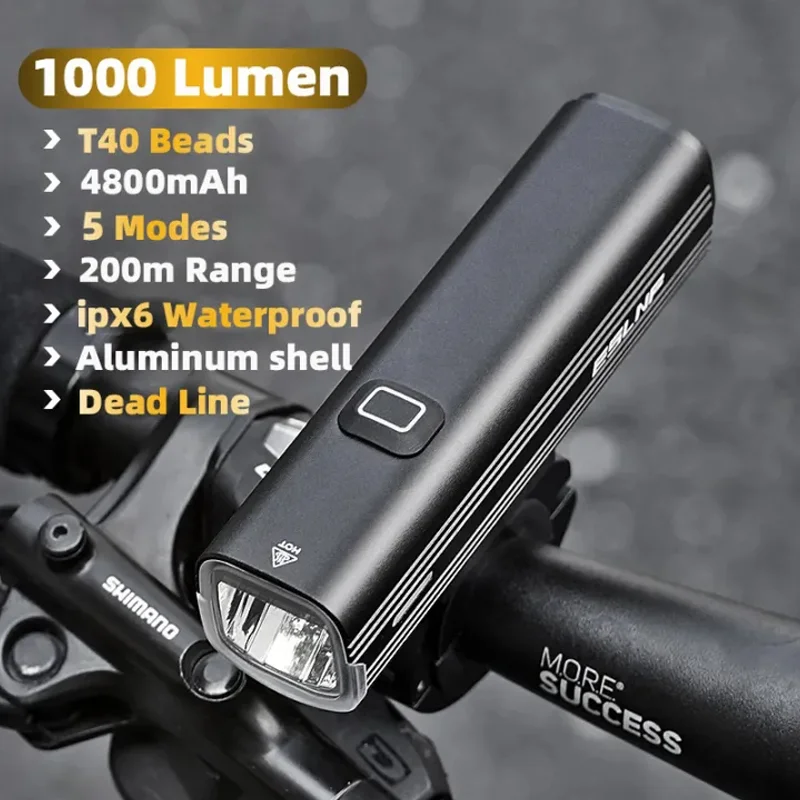 Bike Front Light Rainproof USB Rechargeable Bicycle Light 1000LM Cycling Headlight LED 4800mAh Flashlight Bike Lamp