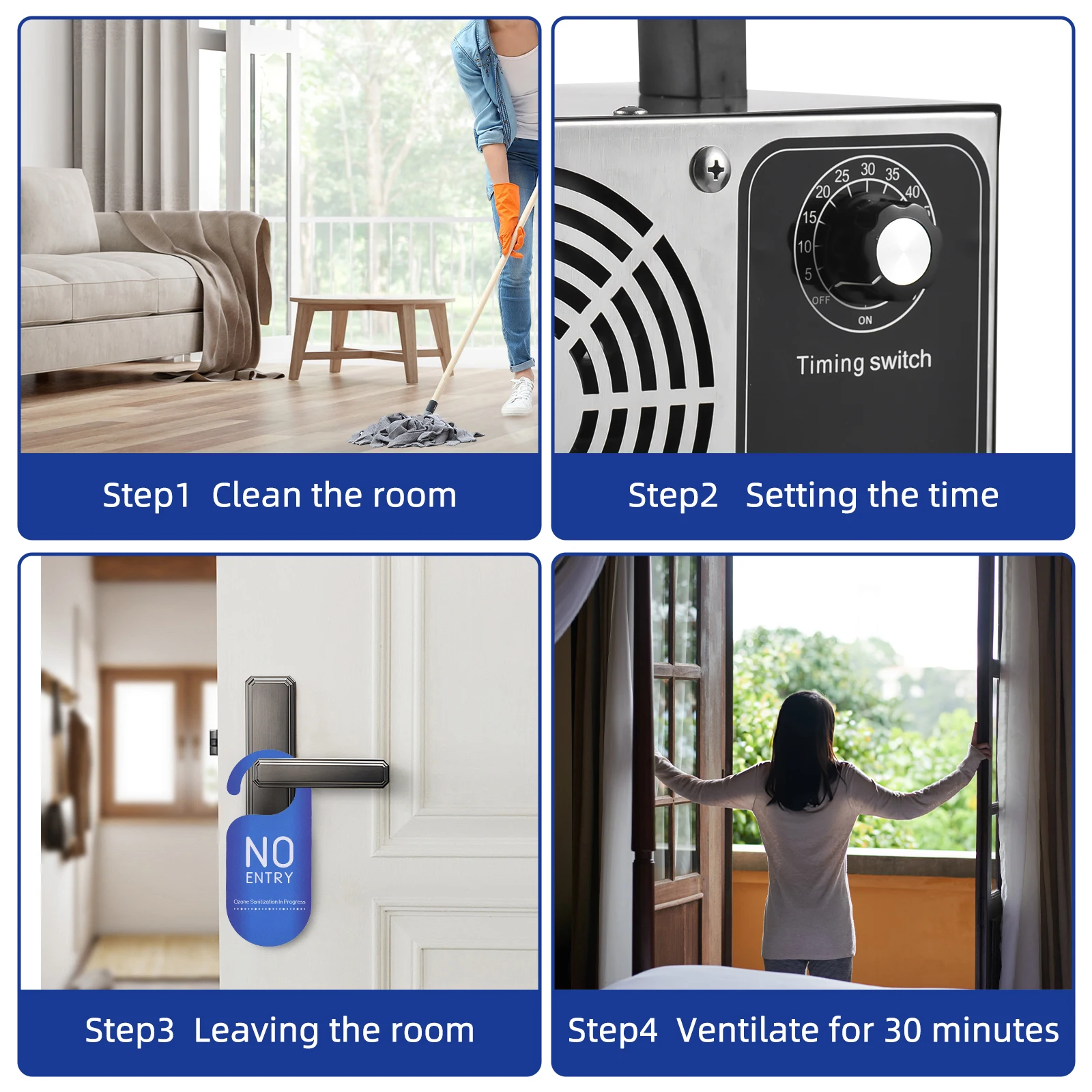 Ozone Machine Odor Removal Ionizer Air Purifier Ozone for Home Car Pet with Portable Handle 0-60min Timer