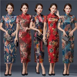 Plus Size 6XL Retro Mandarin Collar Cheongsam Vestidso Chinese Elegant Hand Button Evening Party Dress Sexy Split Qipao