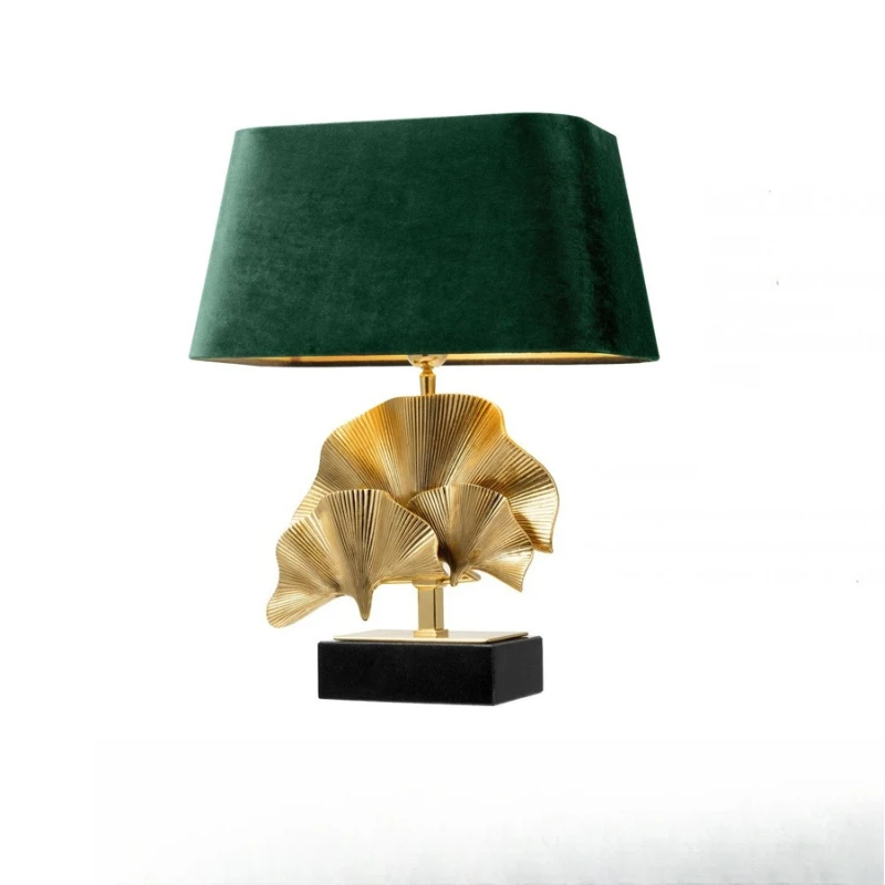 

Light luxury pure copper ginkgo biloba all copper desk lamp soft decoration design villa hotel model room high-end room copper