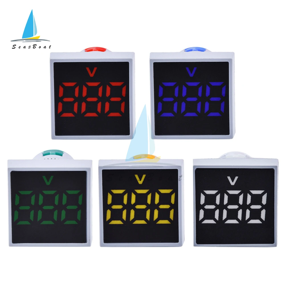 22mm Mini Digital Auto Voltmeter LED Display Square Voltage Indicator Panel 220V AC Voltage Meter Indicator Detector AC 20-500V