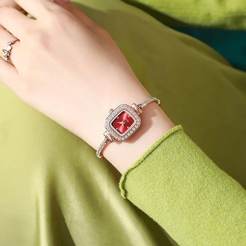 Eleganckie zegarki kwarcowe Luksusowa bransoletka Zegarki damskie Diamentowy kryształowy zegarek Часы Relogios Feminino Relojes Para Mujer Nowość