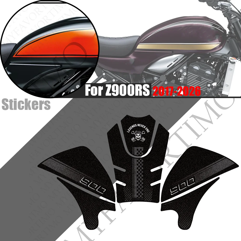 Non-slip Fuel Tank Cover Pad & Leg Knee Traction Guard Sticker Decals Kit For Kawasaki Z900RS Cafe SE 2017-2026 Motorbike