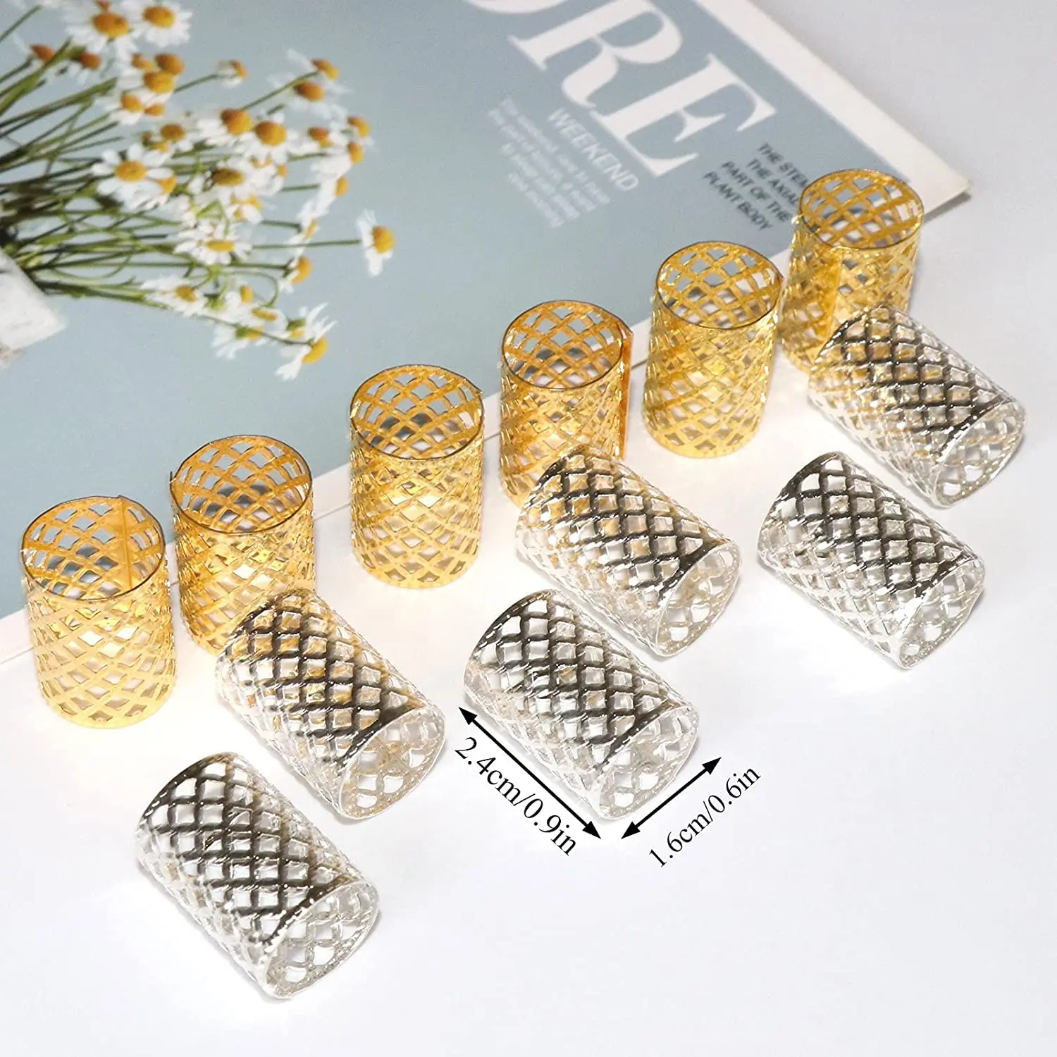 30 ชิ้น/ล็อต Dreadlocks ลูกปัดโลหะ Dread Golden และ Silver แหวนผมล็อคโลหะ Cuffs ตกแต่งผม Braiding ผมเครื่องประดับ