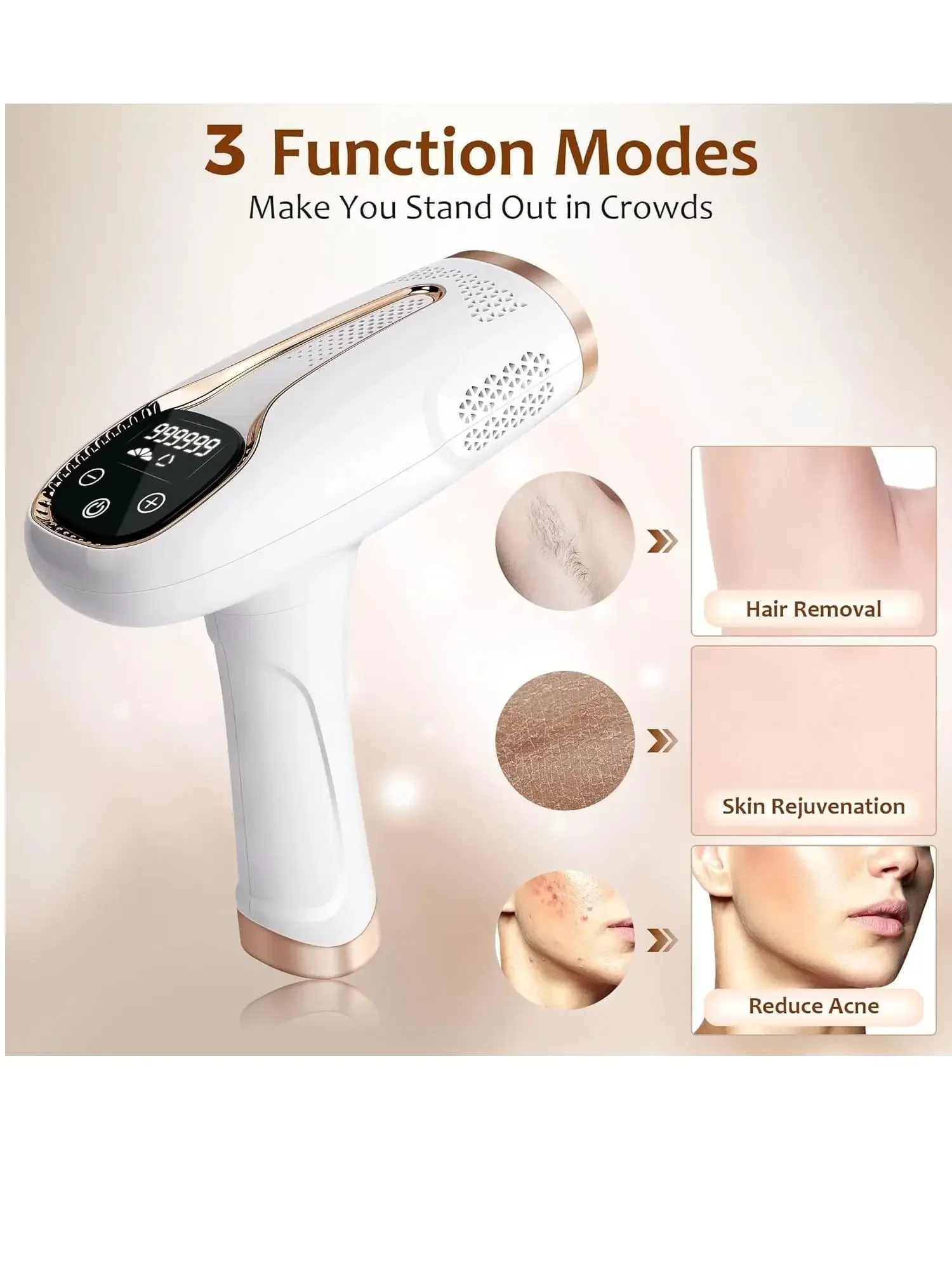 Home Use IPL Hair Removal Device with 990000 Flashes Painless Laser Epilator for Women’s Body Bikini and Face Permanent Remover