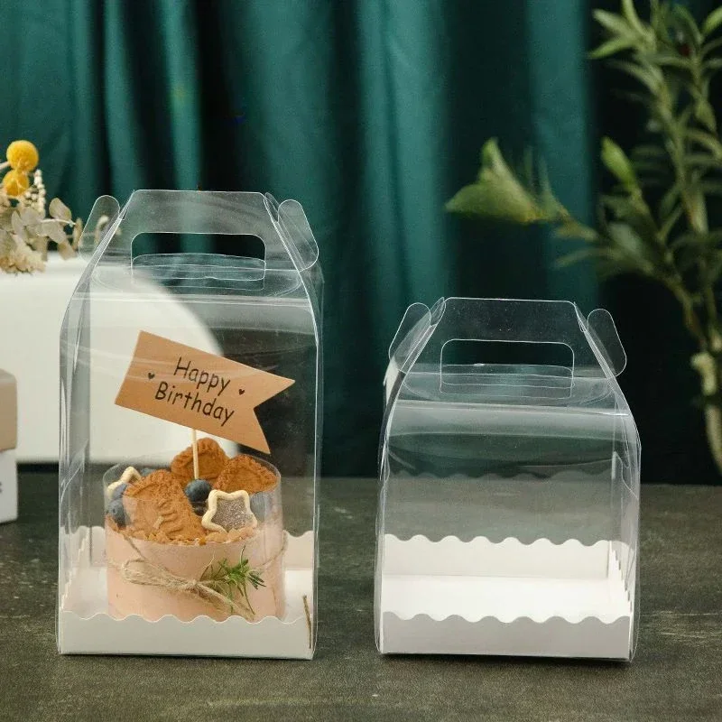 Cajas para pasteles, cajas para pasteles transparentes de 6*6 pulgadas con asa, cajas de panadería transparentes, cajas pequeñas para hornear, caja para pasteles para