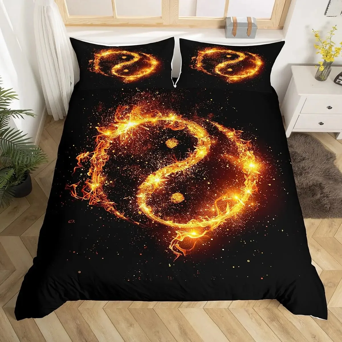 

Yin Yang Duvet Cover King Queen Boho Trippy Psychedelic Art Comforter Cover Gossip Spark Bedding Set Microfiber Soft Quilt Cover