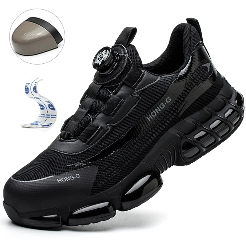 Modische Sicherheitsschuhe mit Drehknopf für Herren, Anti-Schlag- und Anti-Durchstich-Bergbaustiefel, Modische Herren-Sneaker, Sicherheitsarbeitsschuhe für Männer ﻿ – Detail 8