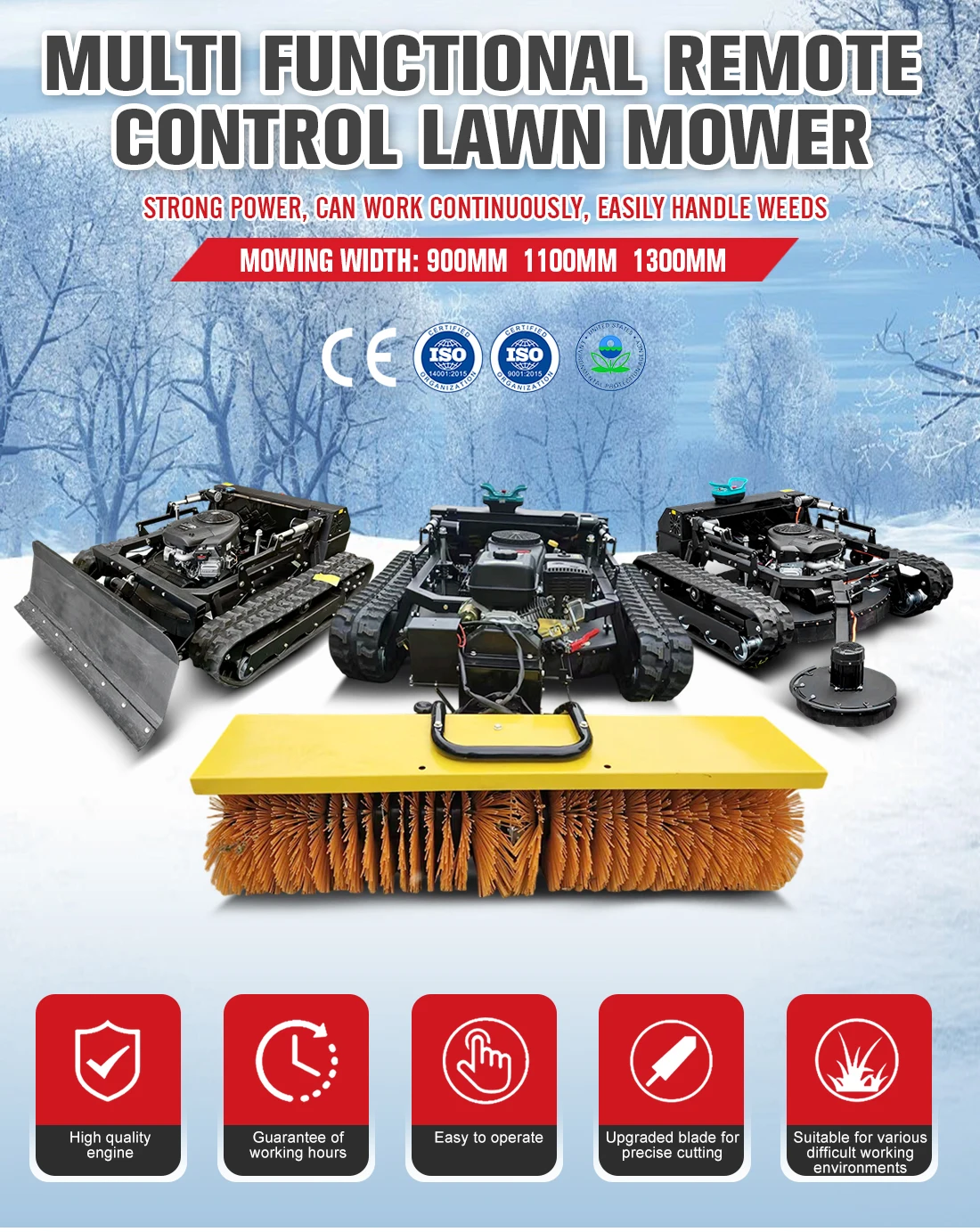 Heißer Verkauf Batteriebetriebene Benzin Schneefräse Automatische Rasenmäher Fernbedienung Schneefräse Maschine zu verkaufen – Detail 2