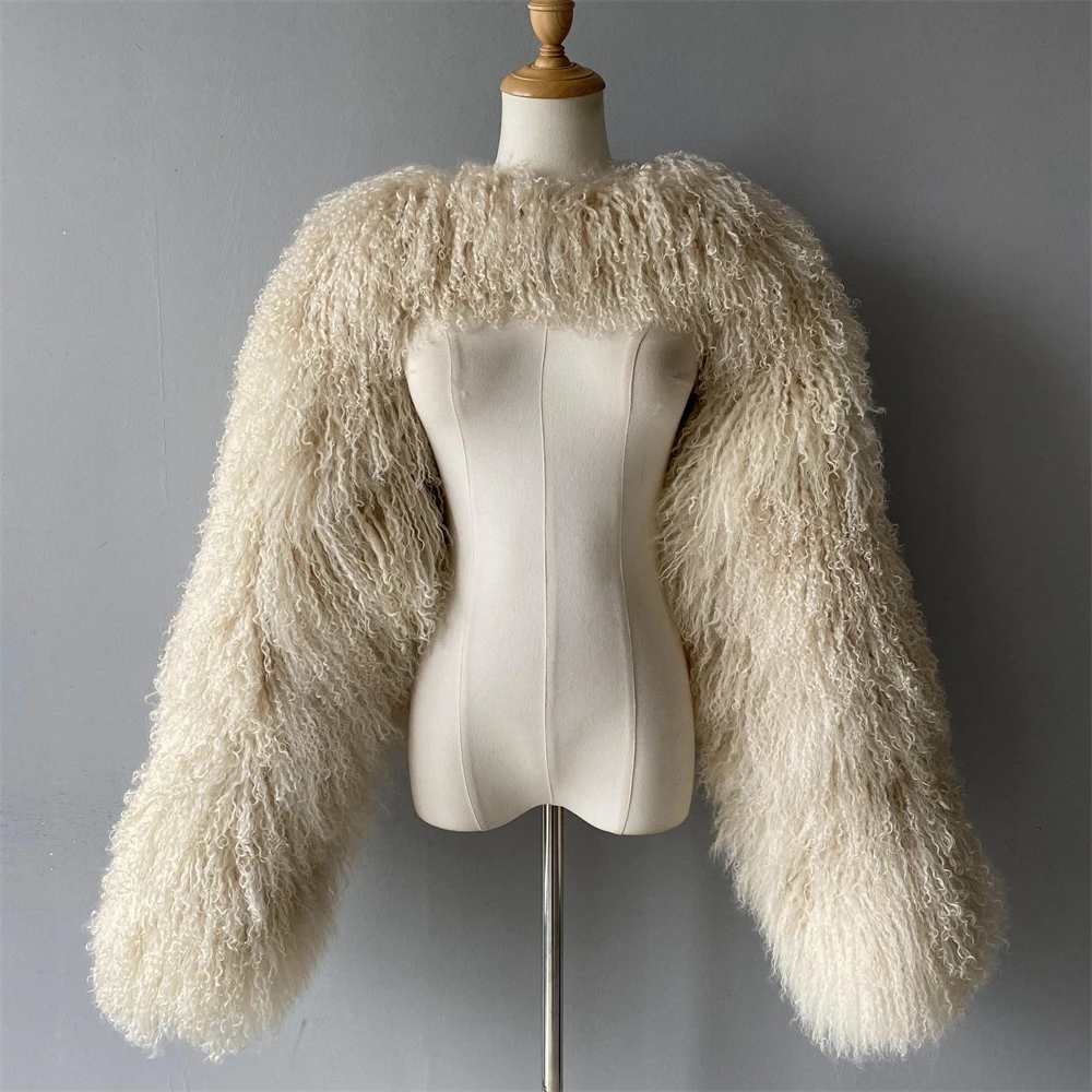 Jxwatcher femmes réel manteau de fourrure de mouton mongole nouveau Design moelleux Double manches dames automne hiver mode manteaux de fourrure chauds