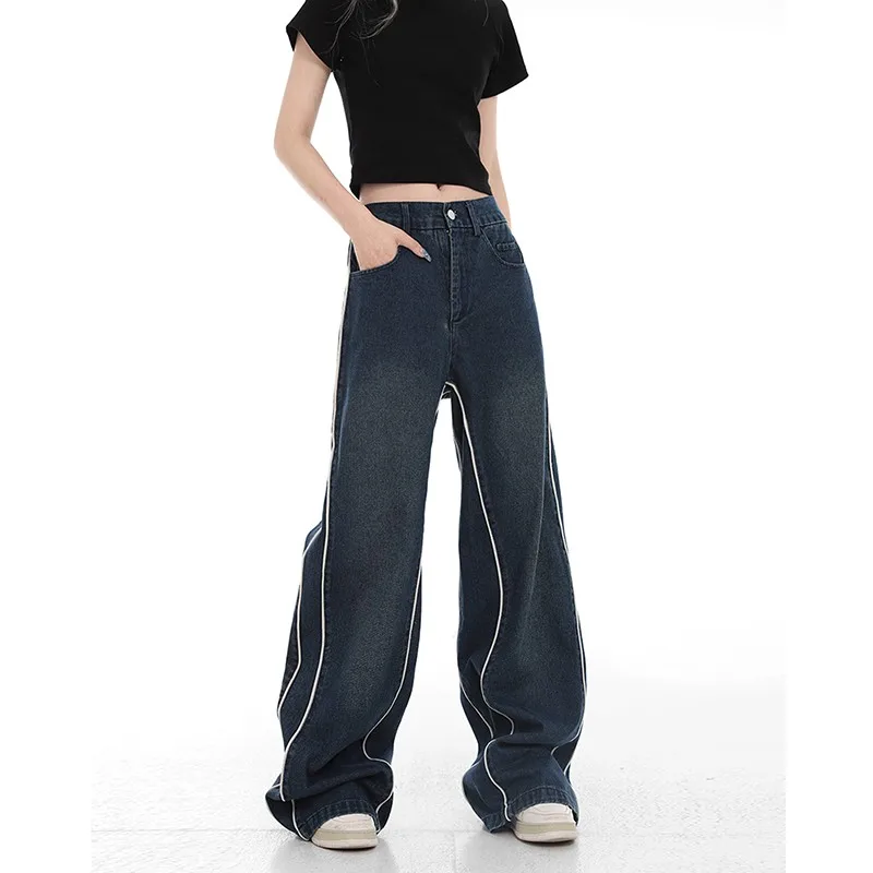 WCFCX STUDIO Y2k Chic Jeans for Women Vintage Comfortable High Quality Denim Trousers Vintage Streetwear High Waist Jeans