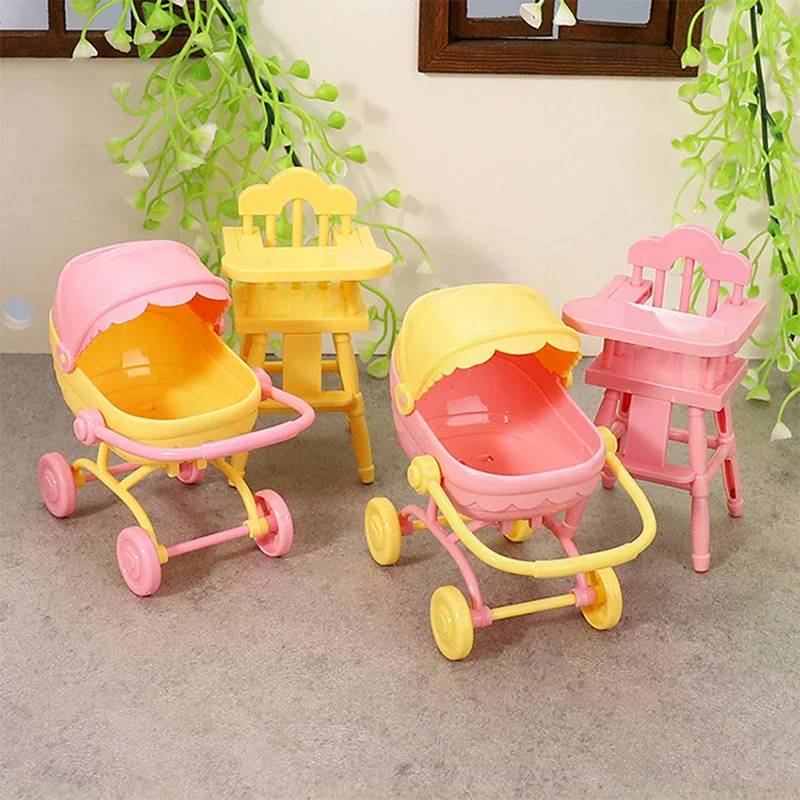 1 Set Mini Baby For Doll Stroller Children's Dining Tables Toy Dollhouse Simulation Pushchair Kid Role Playing Game