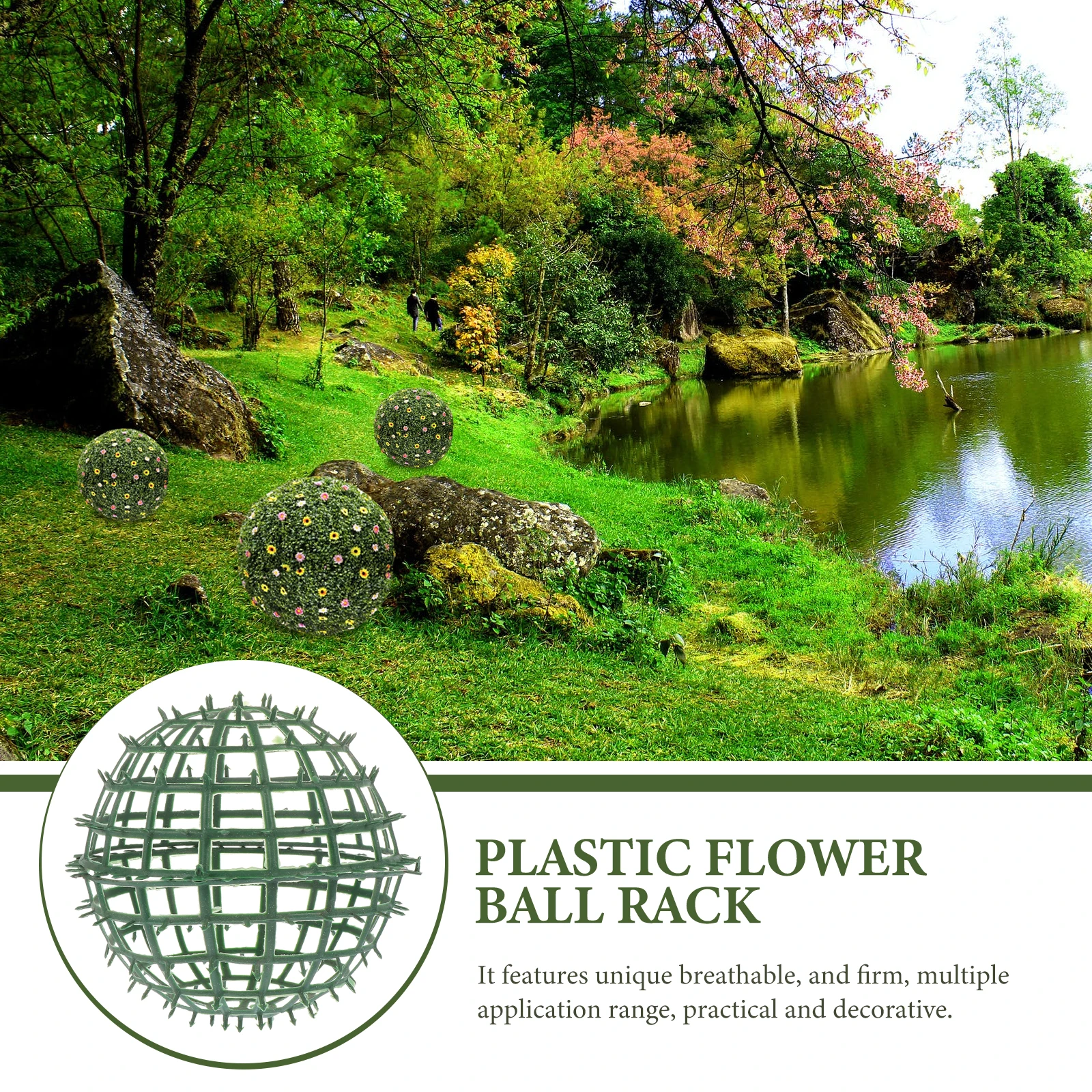 

10 pcs Ball Frame For Flower Arrangement Diy Plastic Grass Ornament Holder Wedding Party Decorative Rack Festival Supplies Green