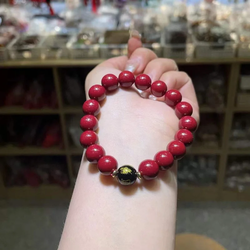 Purple Sand plus Black Agate Taisui Resolving Bracelet, Bead Diameter about 10mm